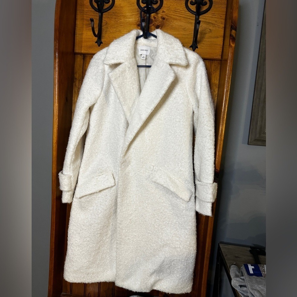Nine West TEDDY BEAR Coat White Boucle Daisy‎ Dew Women's XS